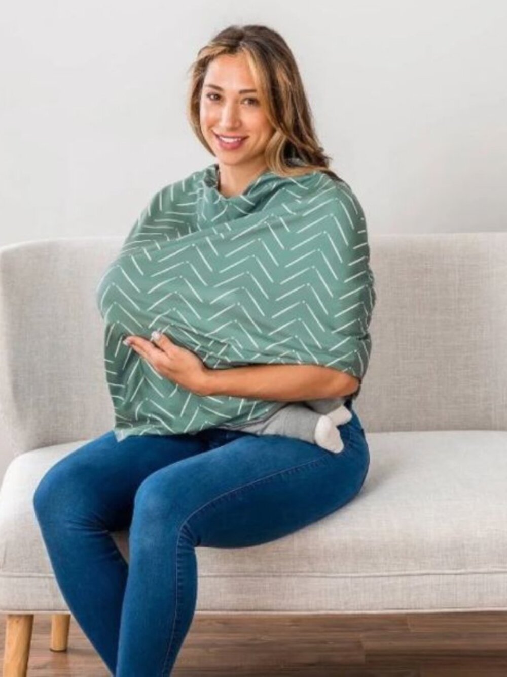 Itzy Ritzy Mom Boss 4-in-1 Multi-Use Nursing Cover and Scarf in Sage